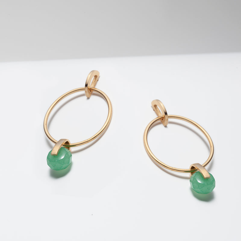 Veronique Roy Jwls's minimalist green aventurine large hoop earrings made in Canada