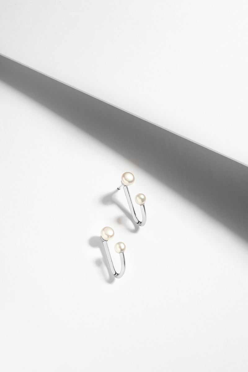 Double earrings pearl - Ear Jacket - Montreal Earrings