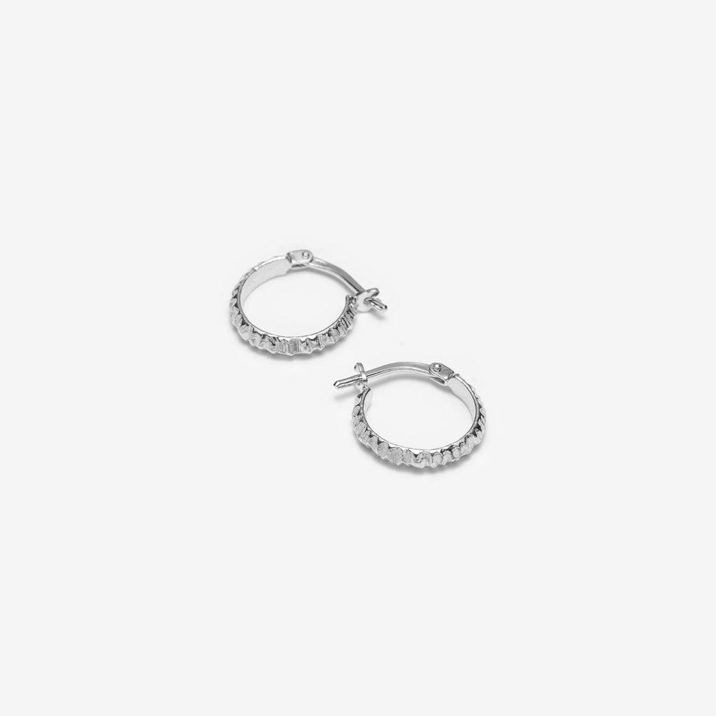 small 14 karat gold hoops - white gold