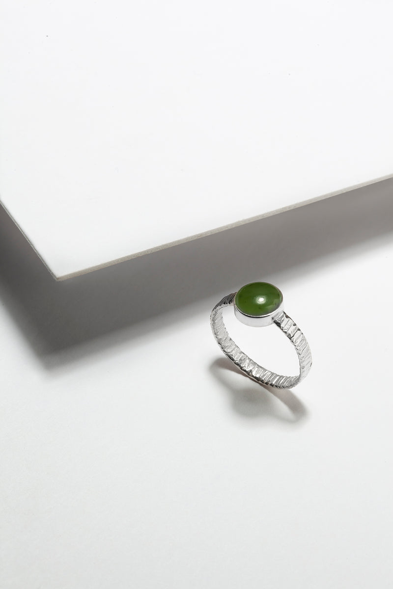 Jade ring with Canadian green nephrite jade