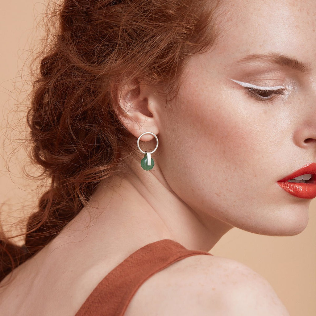 Sterling silver green gem earrings