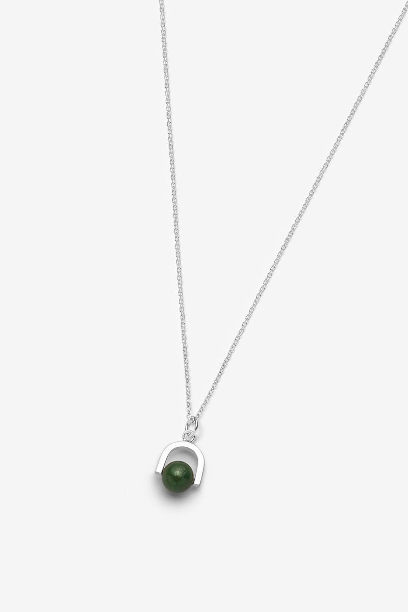 Joie-simple-dark-green-jade-necklace-silver-Canada