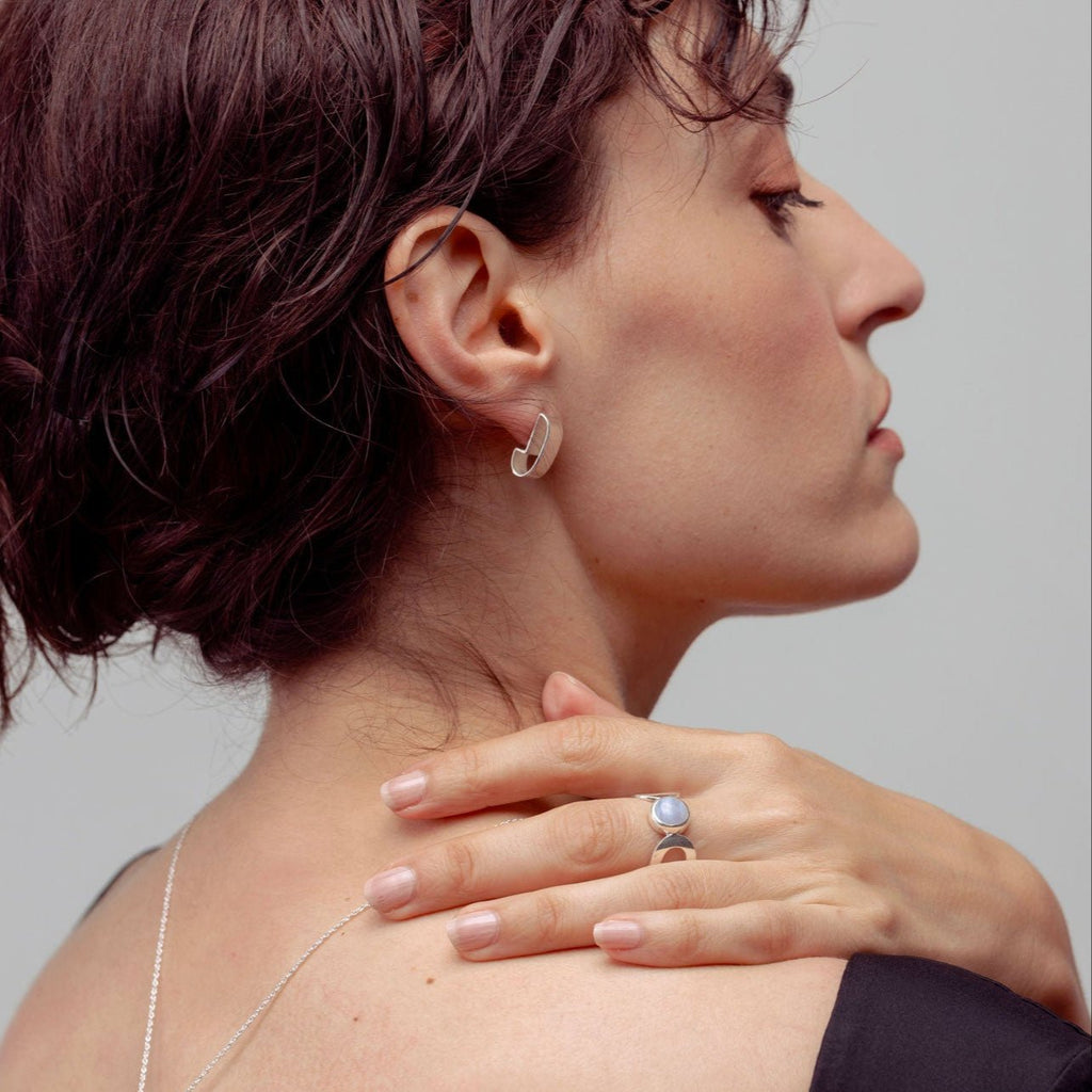 Sculptural Silver Earrings Handmade in Montreal