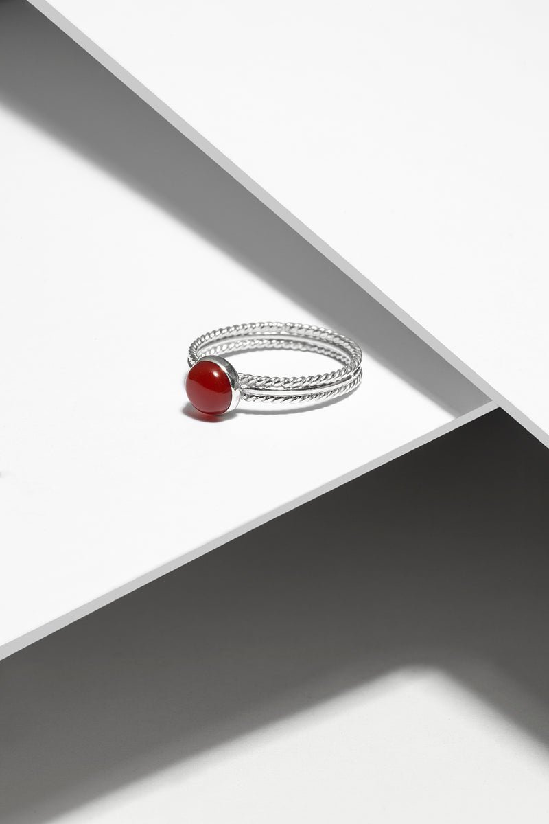 Women's thin silver ring with carnelian stone - Canada
