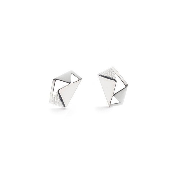 One of a kind sterling silver geometric earrings made in Canada