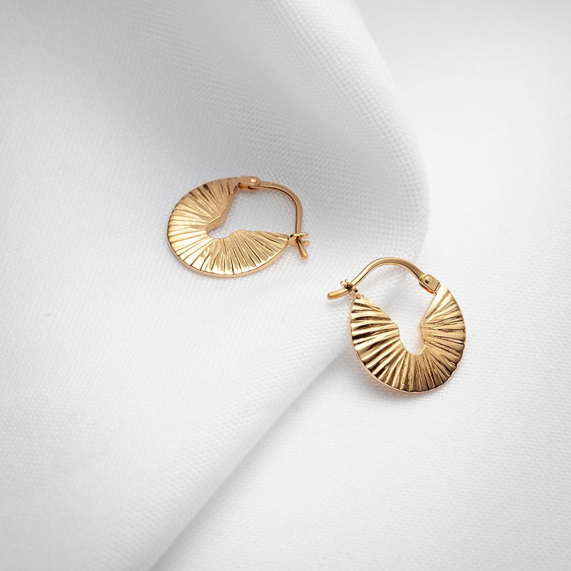 Round gold plated vermeil wide little textured hoop earrings