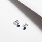 Solid sterling silver stud earrings with blue lapis lazuli stones