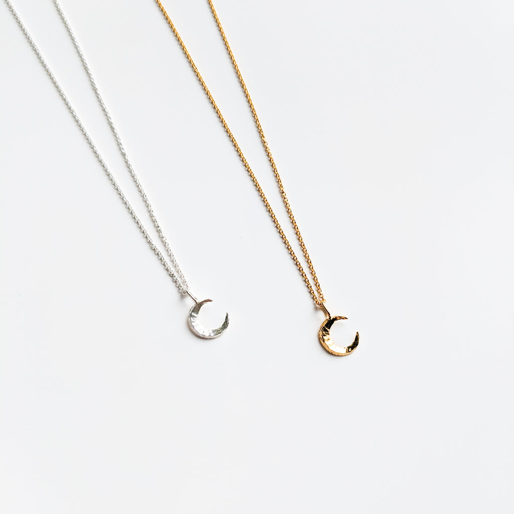 Gold plated moon charm necklace