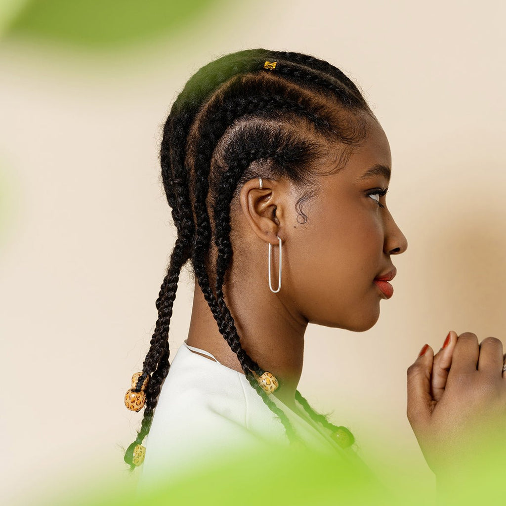 silver oblong hoop earrings