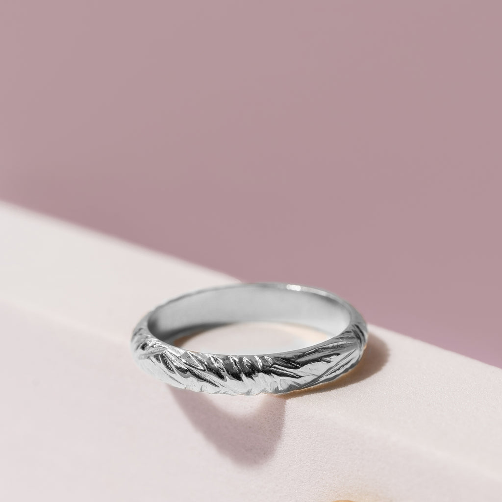 Minimalist contemporary wedding band ring 14k gold