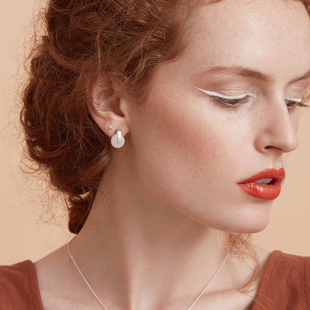 Green aventurine and gold plated bar stud earrings
