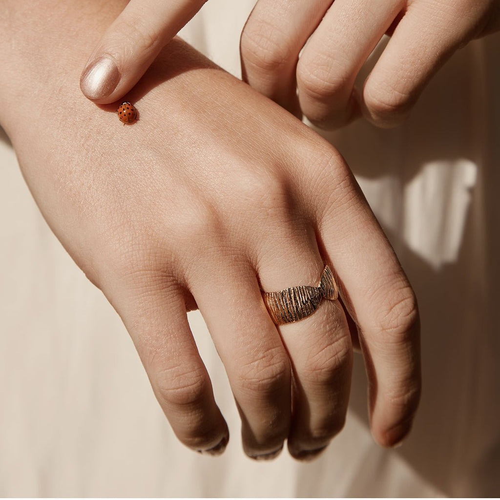 14k yellow gold wide band ring