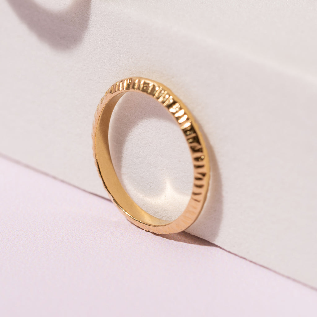 Women thin minimalist wedding band ring 14k solid gold no stone
