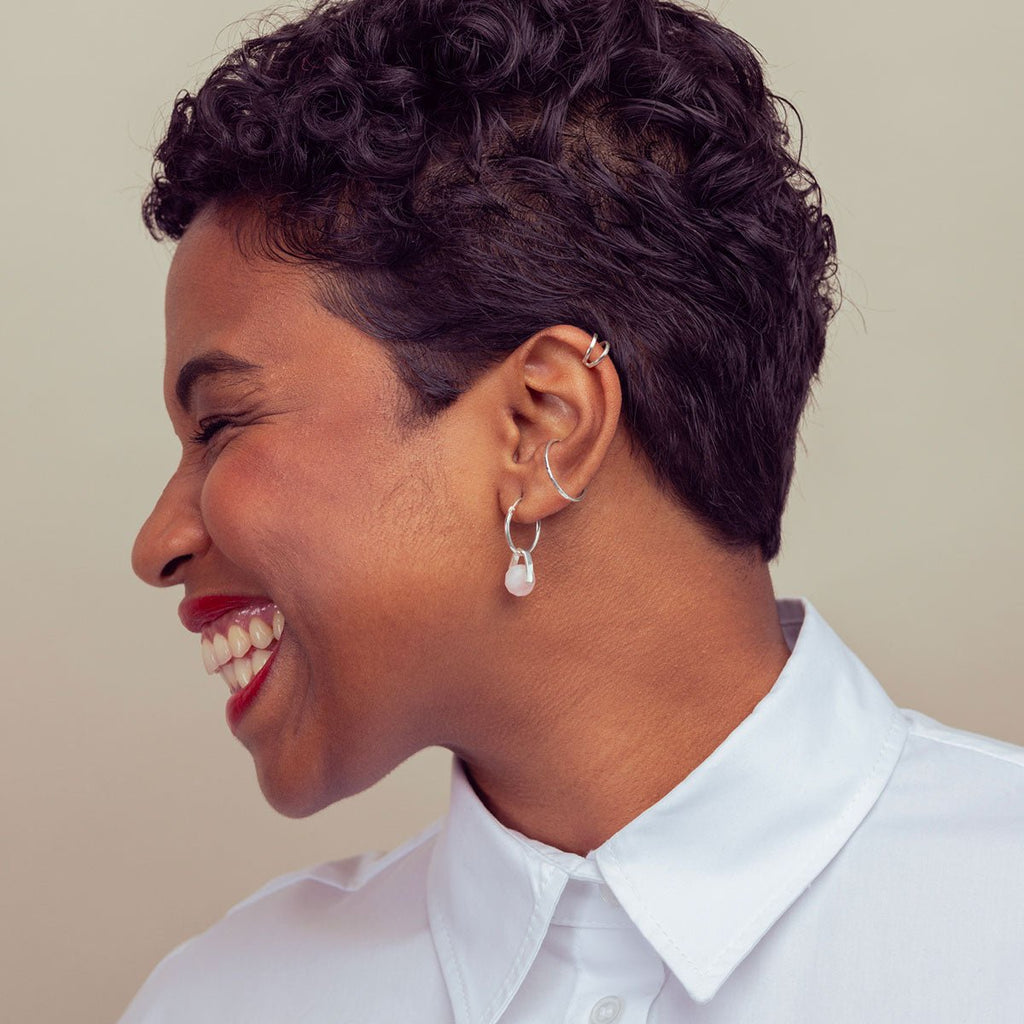 Pink Gemstone Hoop Earrings - silver - Canada