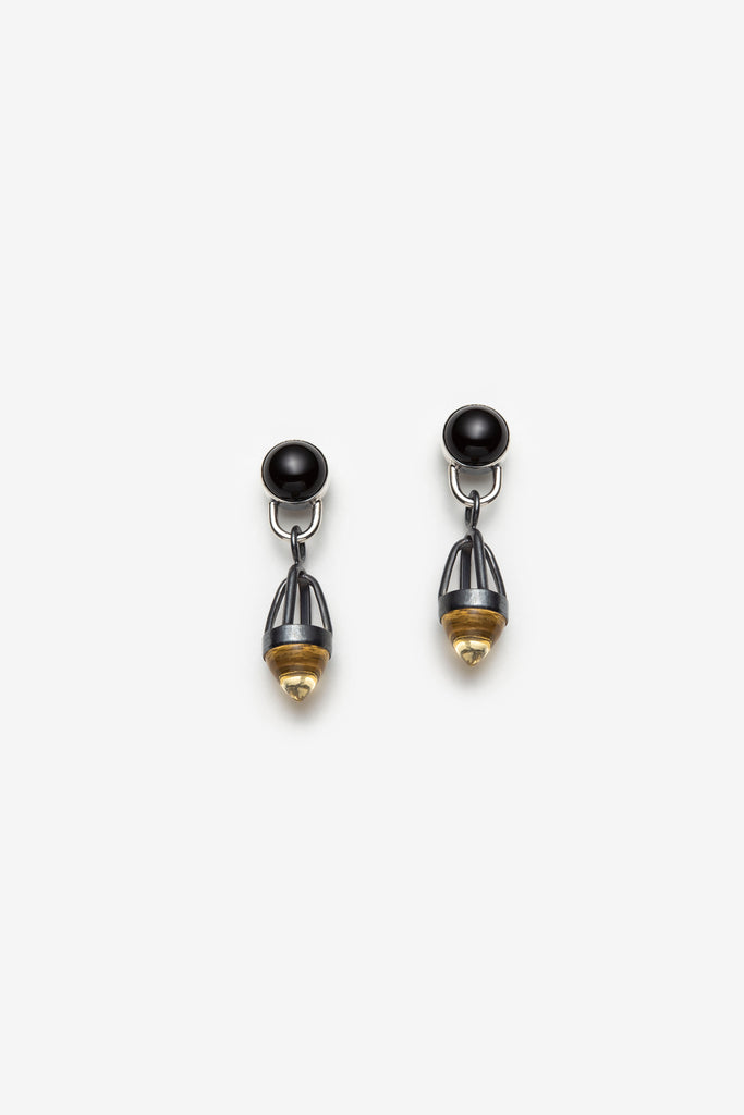 onyx and citrine earrings by Montreal jewelry designer Veronique Roy