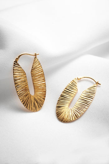 14K Hollow Shrimp Hoop Yellow Gold Earrings – Mayas Gold