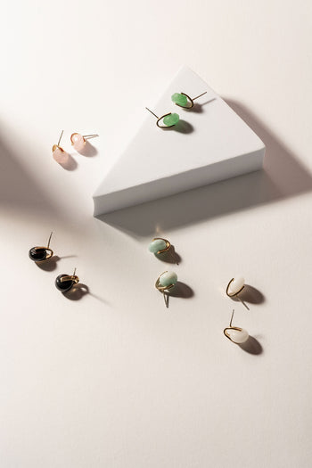 Selene, simple gemstone earrings made in Canada