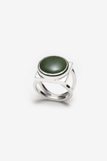 silver ring with jade