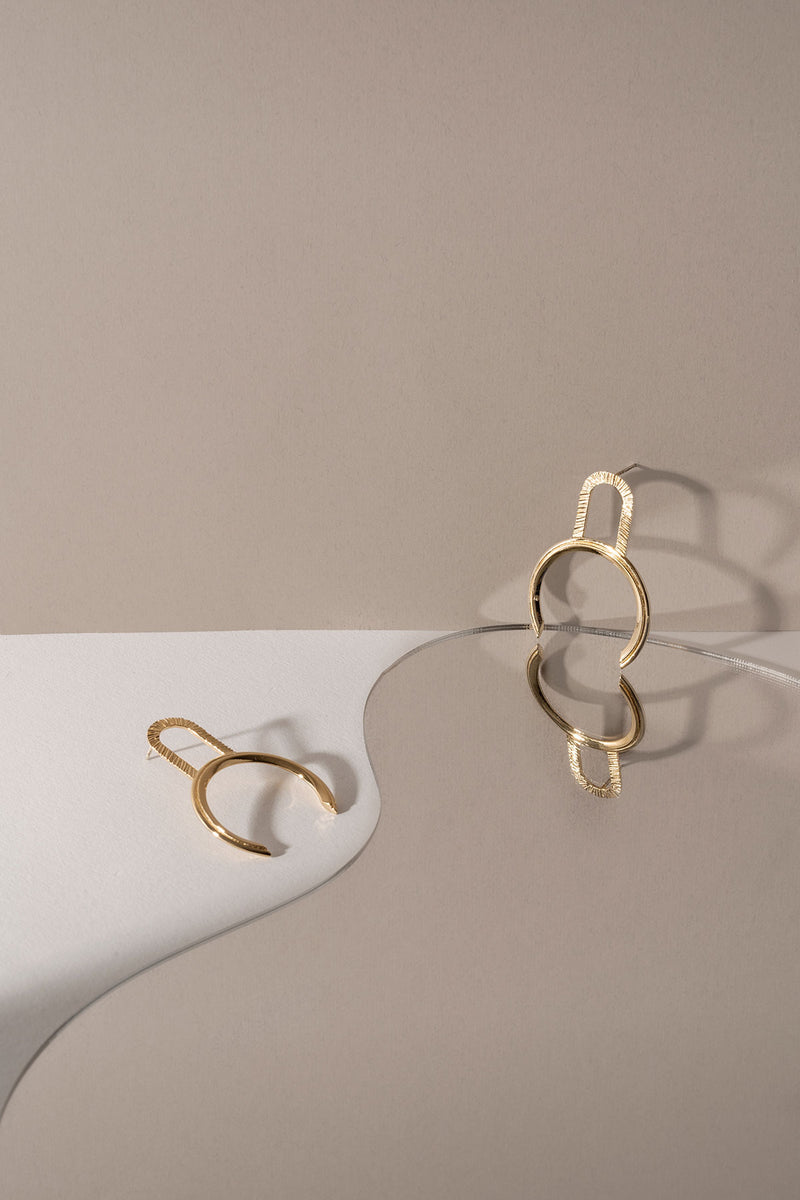 Statement geometric earrings in Gold plated silver - Made in Canada
