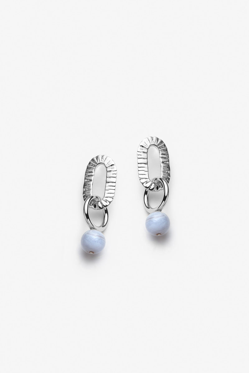 Blue lace agate earrings silver