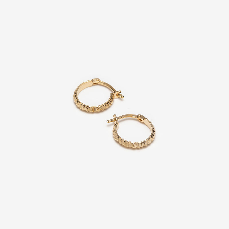 Solid Gold Earrings - Hammered hoops - Montreal jewelry designer