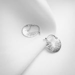 Small thick textured sterling silver round hoops earrings