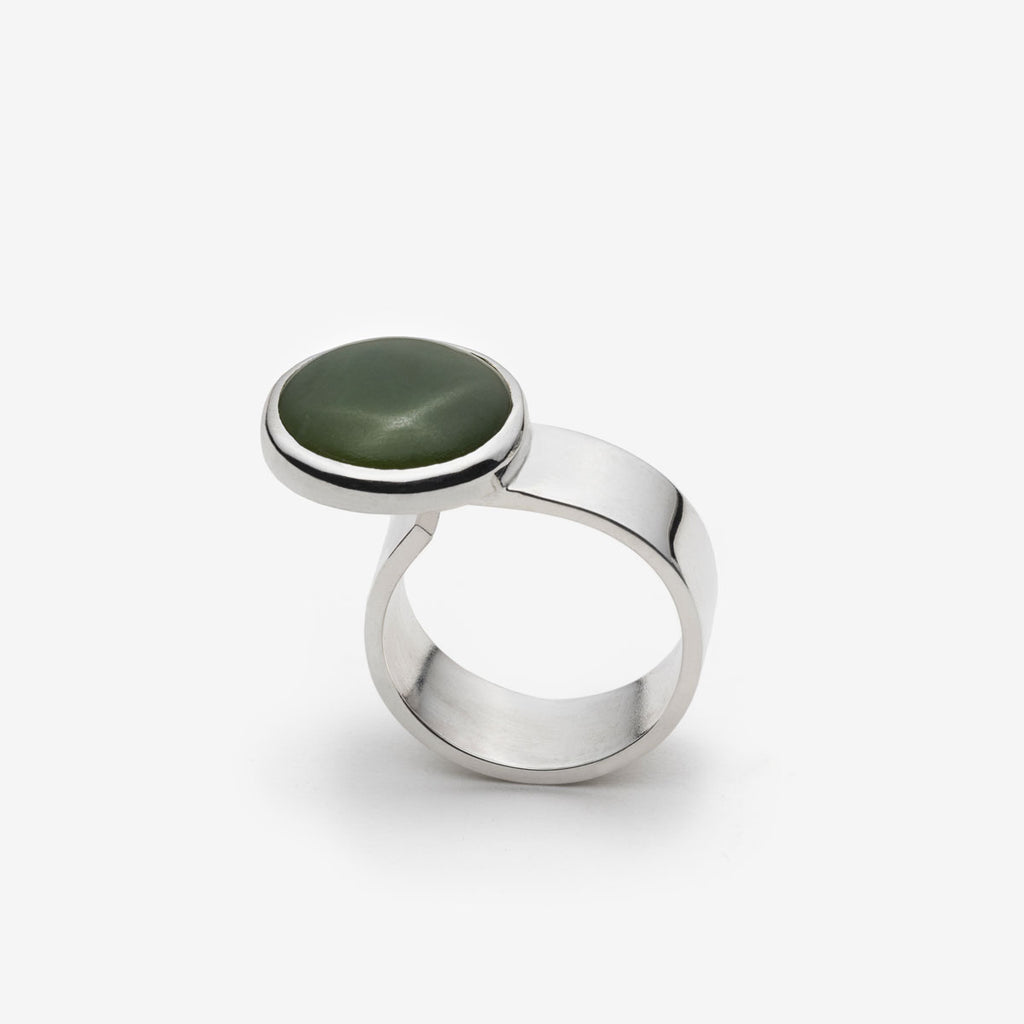 Original Nephrite Jade Ring for Women in sterling silver