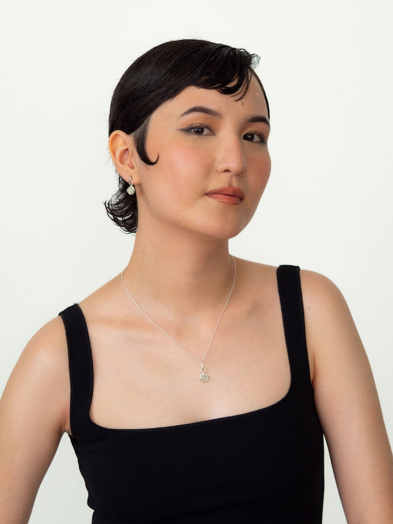 Green gem necklace set silver