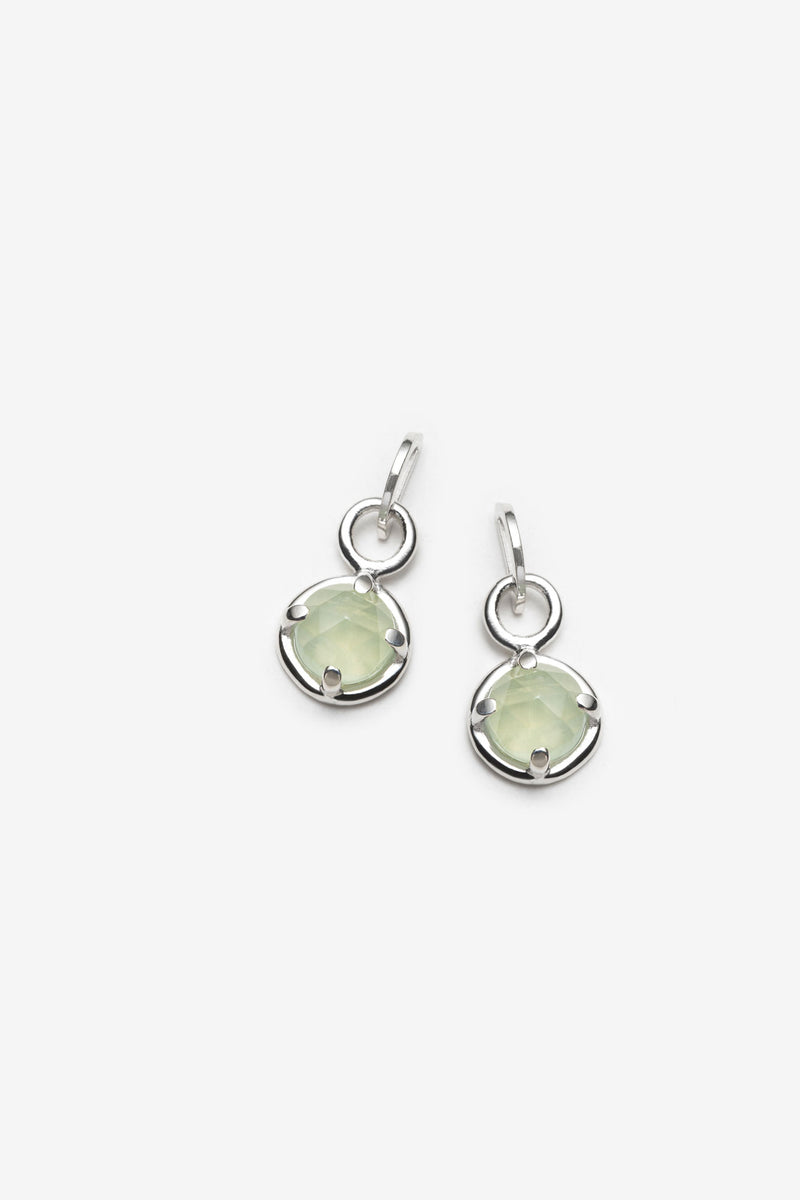 Modern Green prehnite gemstone silver earrings Canada