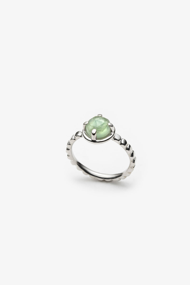 Green prehnite gemstone silver ring canada