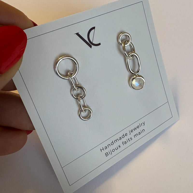 Asymmetrical Moonstone Earrings