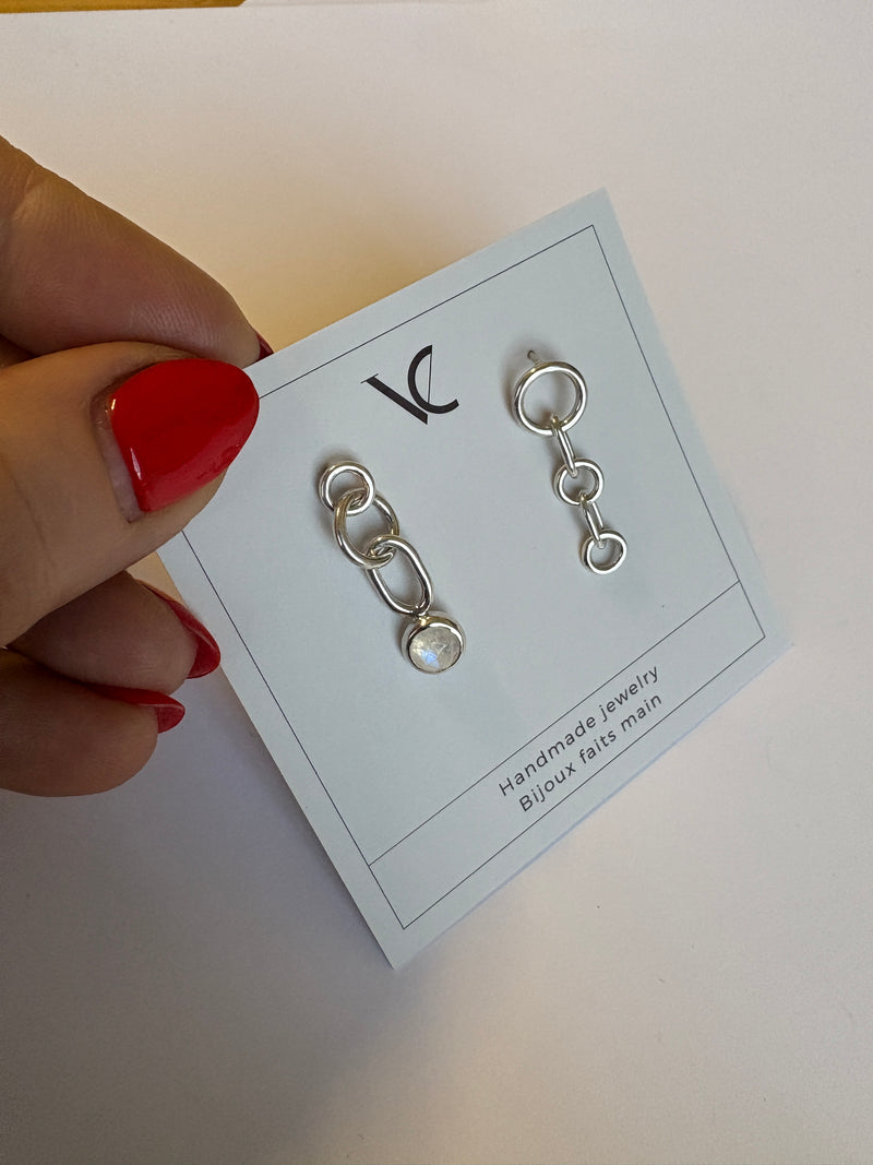 Asymmetrical Moonstone Earrings