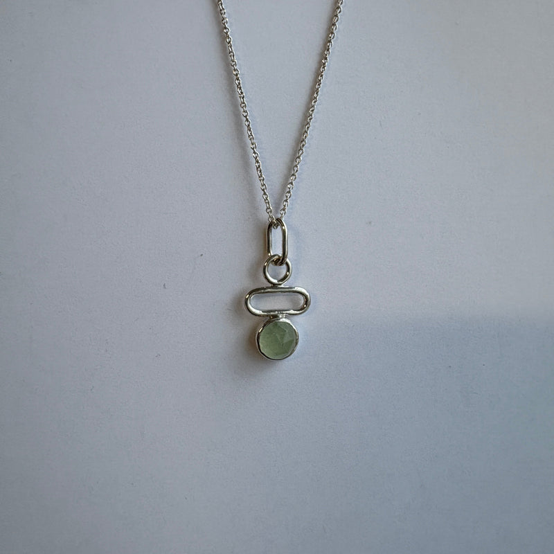 Prehnite silver pendant necklace
