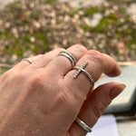 Narrow road, vertical bar ring in silver