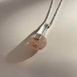 Phoebe, long pendant necklace with natural rose quartz