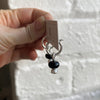 PROTOTYPE - Small hoop earrings with dangling pearls and onyx