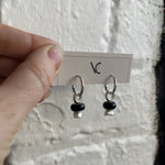 PROTOTYPE - Small hoop earrings with dangling pearls and onyx