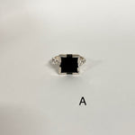 Square Black Onyx Ring in Silver