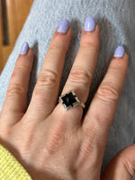 Bold, Silver Ring With A Square Black Onyx Stone