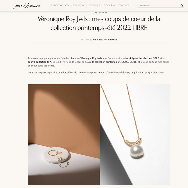 Article on Veronique Roy Jwls's minimalist jewelry in the Par Josianne fashion blog 