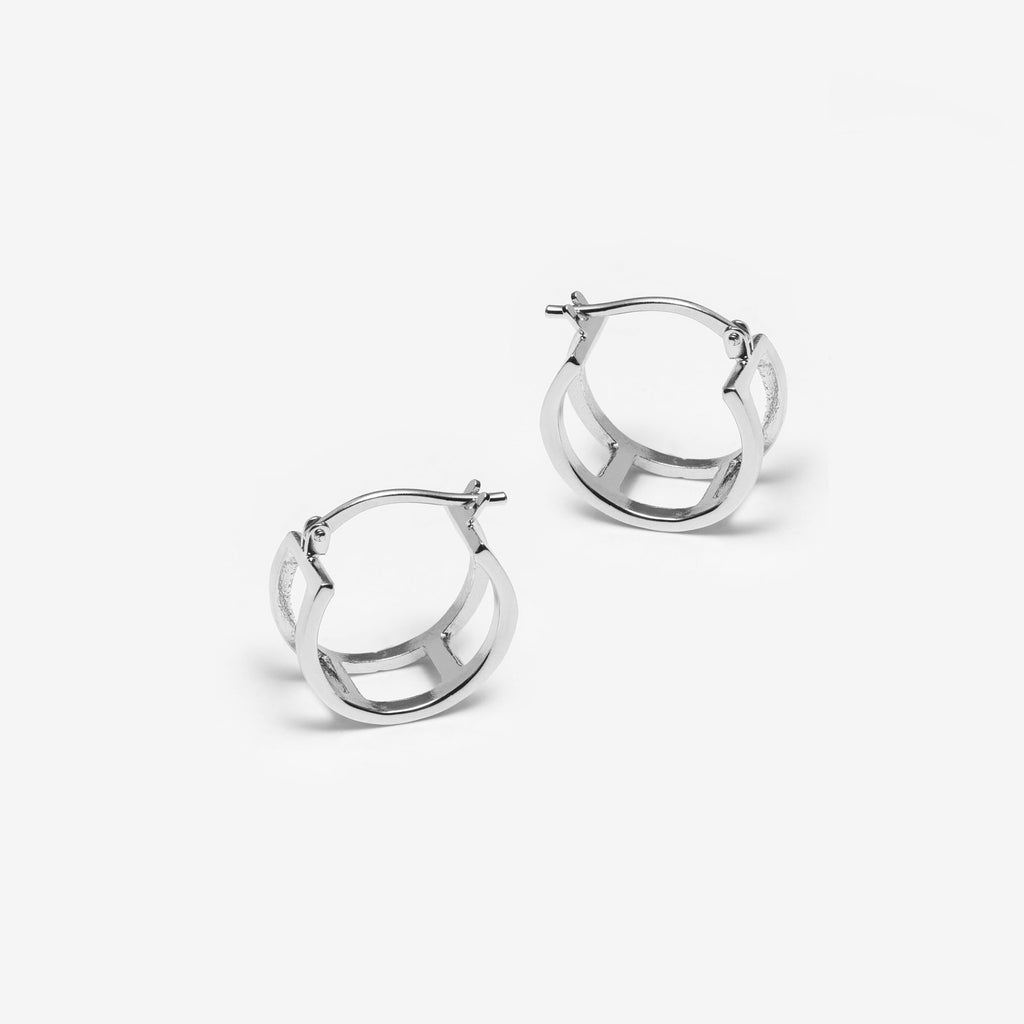 Solid 925 silver double hoop earrings - Canada