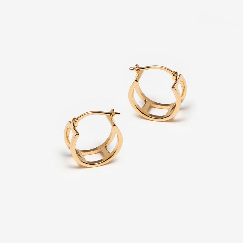 Gold plated silver double hoop earrings - Canada