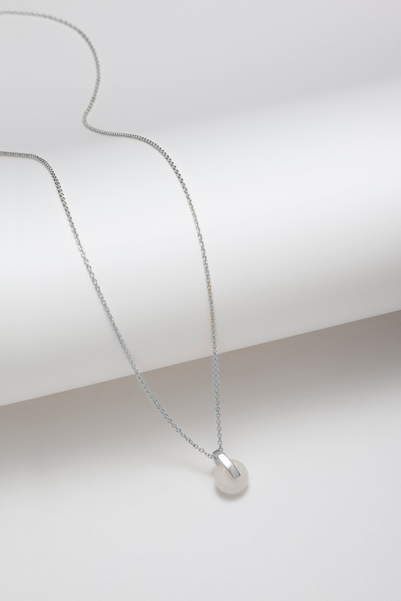 Veronique Roy Jwls's minimalist sterling silver white jade necklace made in Canada