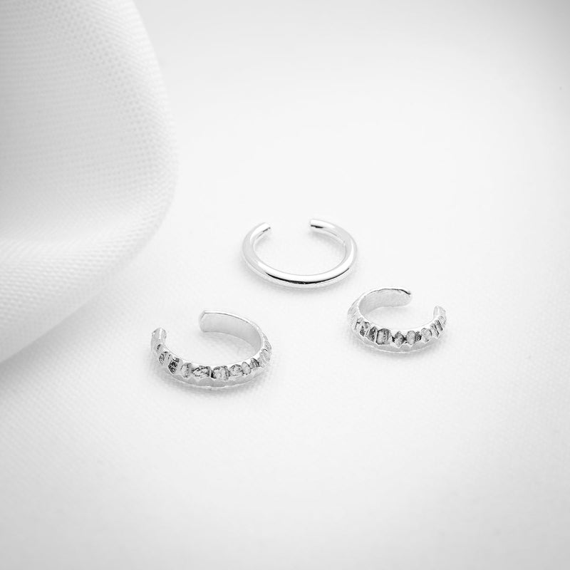 Silver ear cuffs set of 3