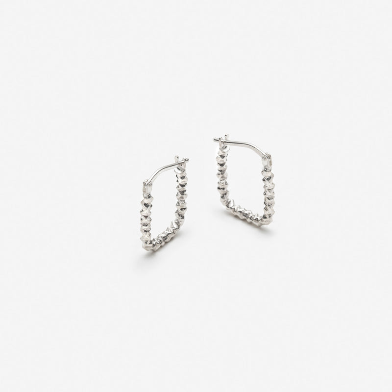 Square textured sterling silver hoop earrings