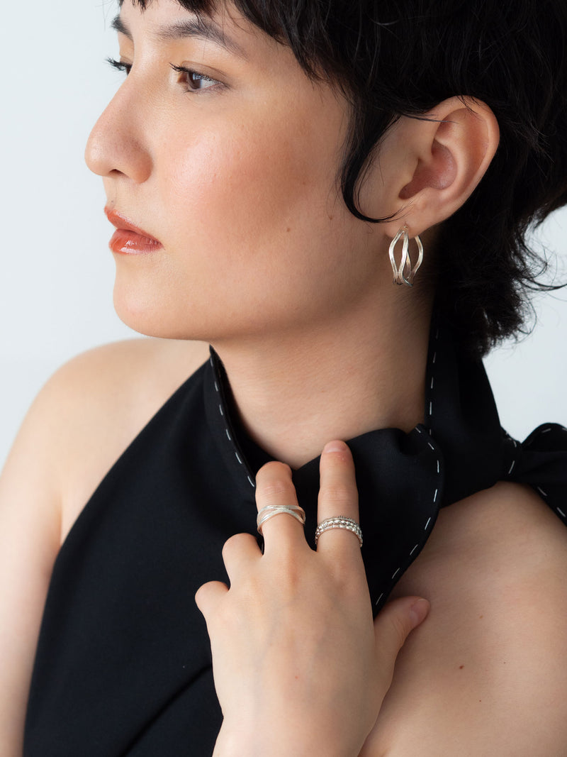 Sterling silver wave earrings and rings