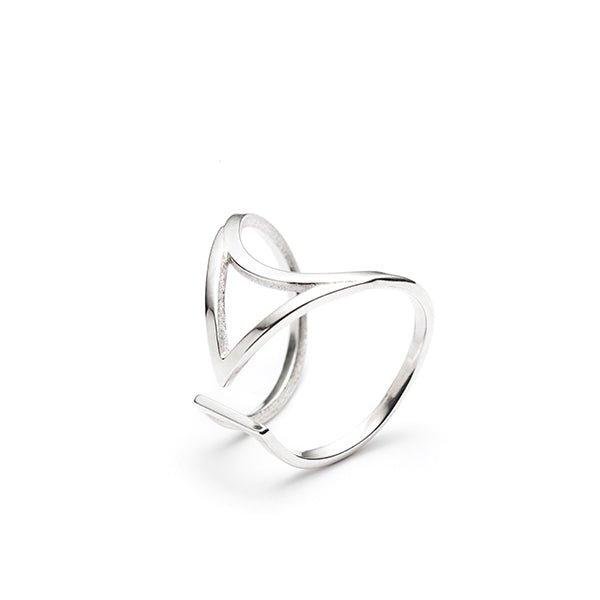 Sterling silver wide triangle open ring