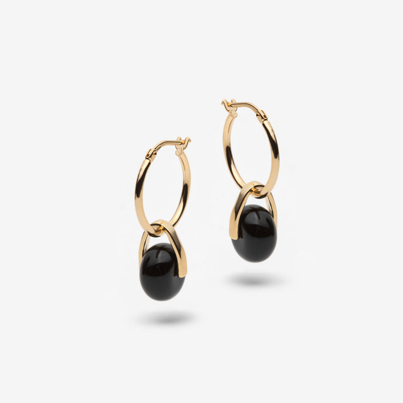 Black Stone Hoop Earrings - gold - Canada