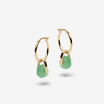Gold Hoop Earrings with Green Stones - Canada