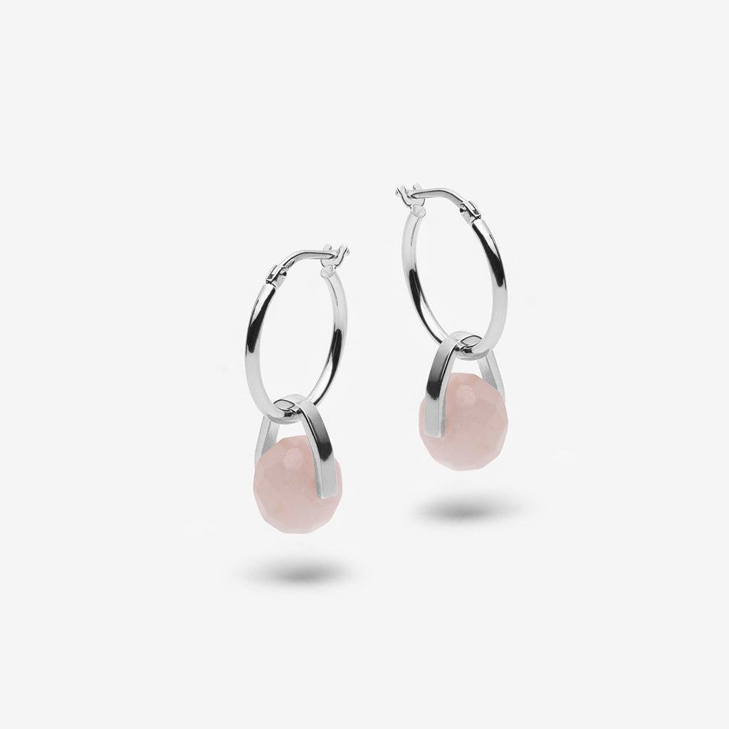 Pink Gemstone Hoop Earrings - silver - Canada